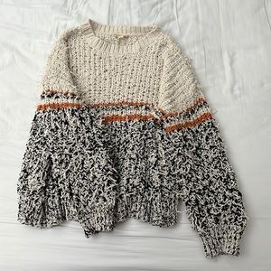 The Josie Color Block Sweater - Ivory/Black/Mustard size Medium